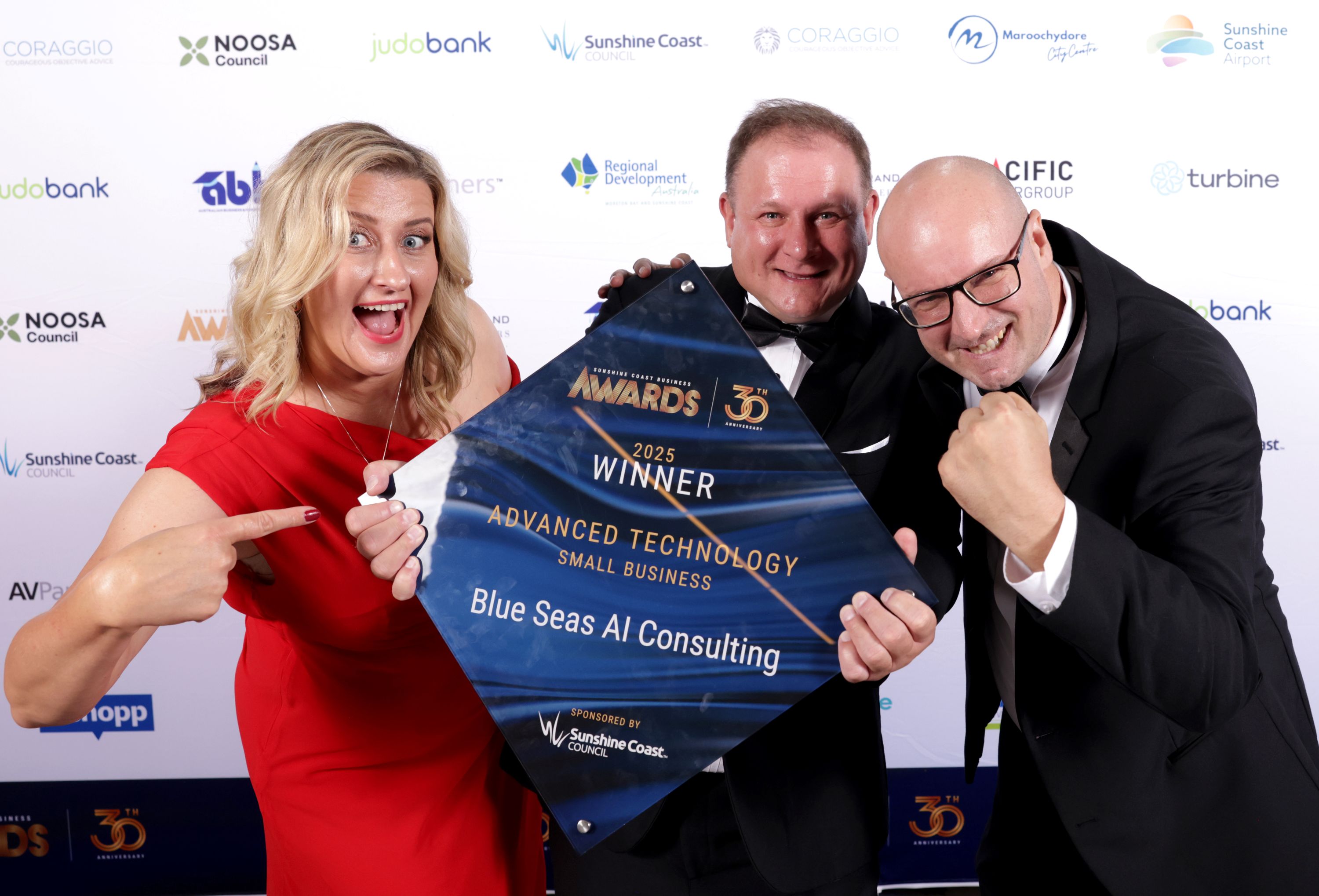 Bart Puszko celebrating the 2025 Sunshine Coast Business Award win